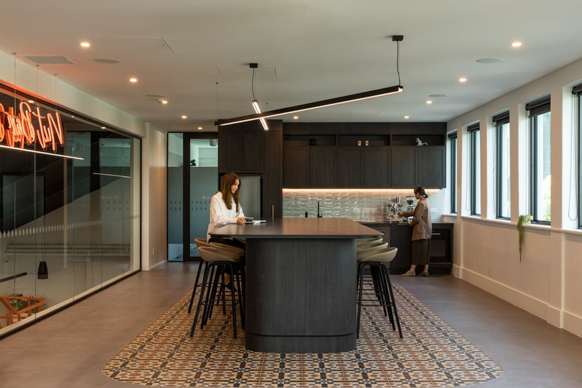 Client hosting bar lounge on mezzanine level