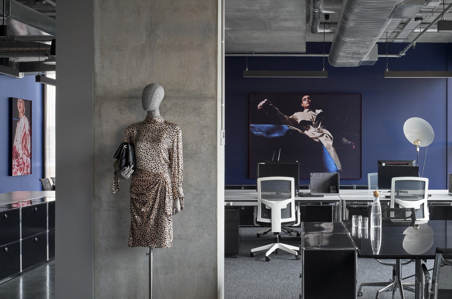 HUGO BOSS workstation, concrete pillar and mannequin Melbourne HQ