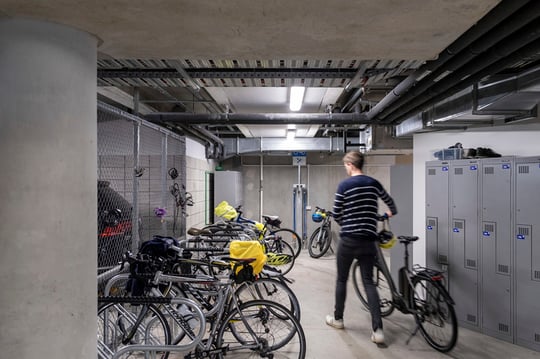 End of trip facilities with bike racks