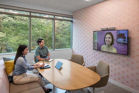Employees taking a video call
