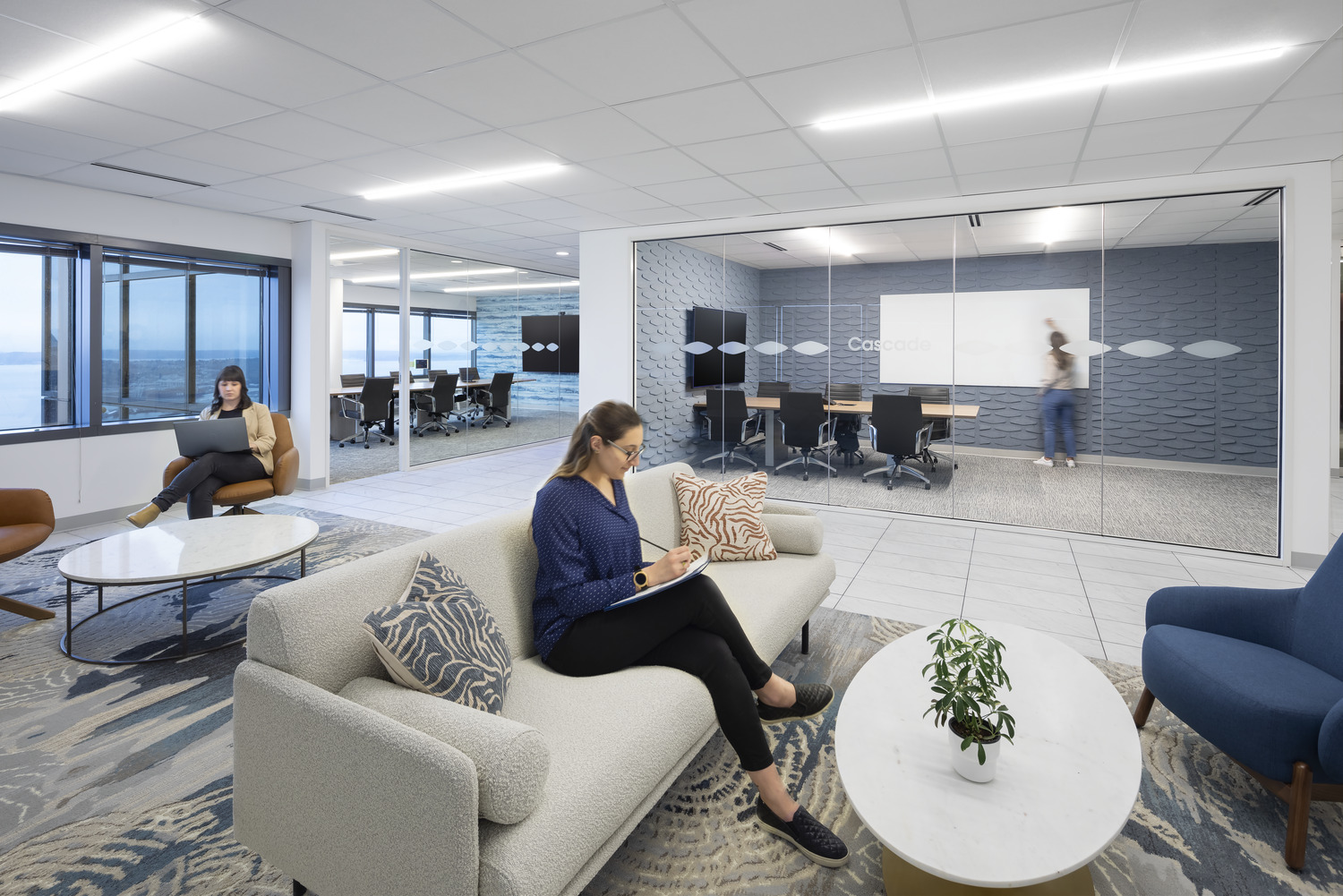 Coworkers using flexible workspaces