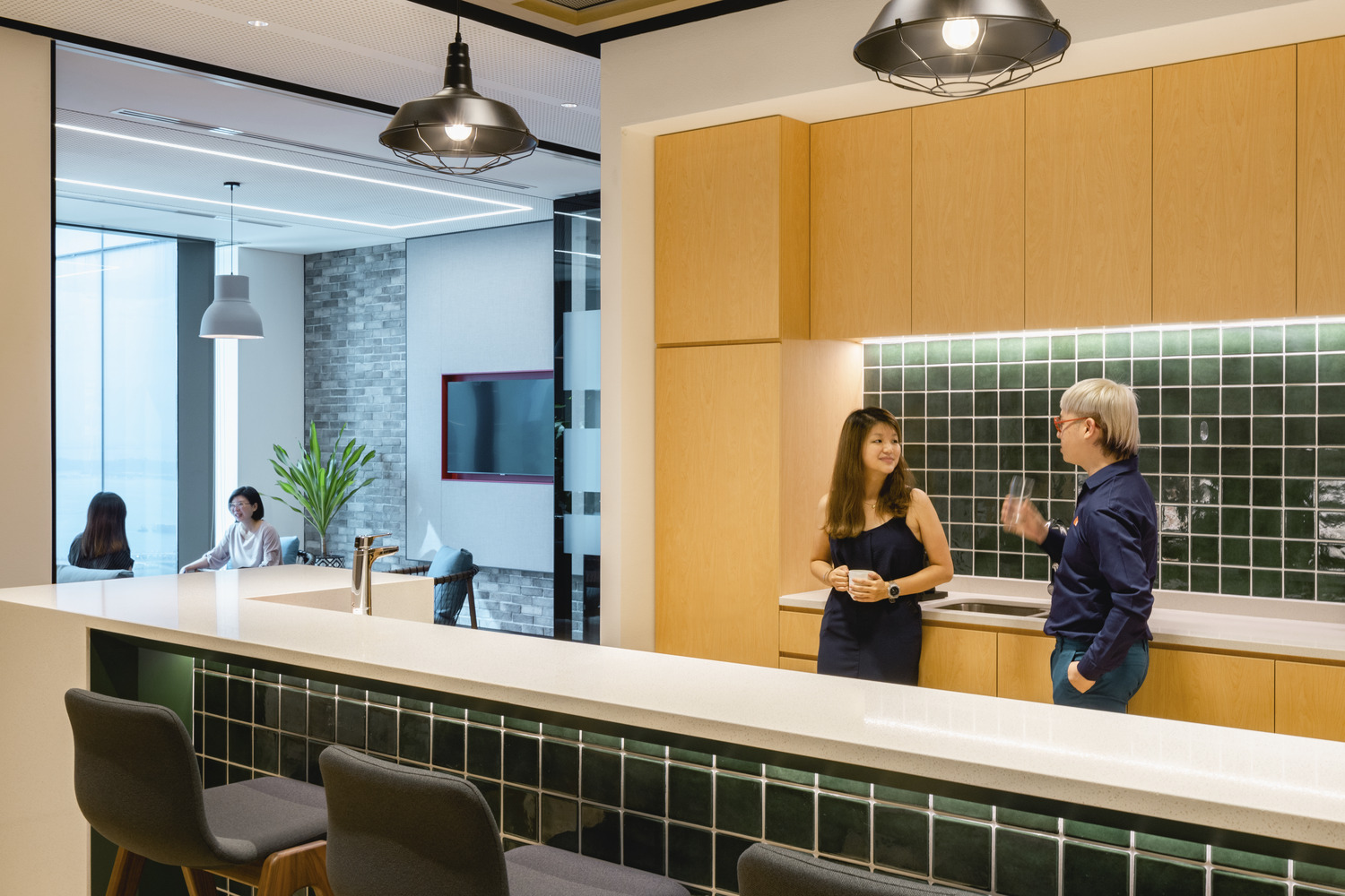 Global investment management firm kitchen area