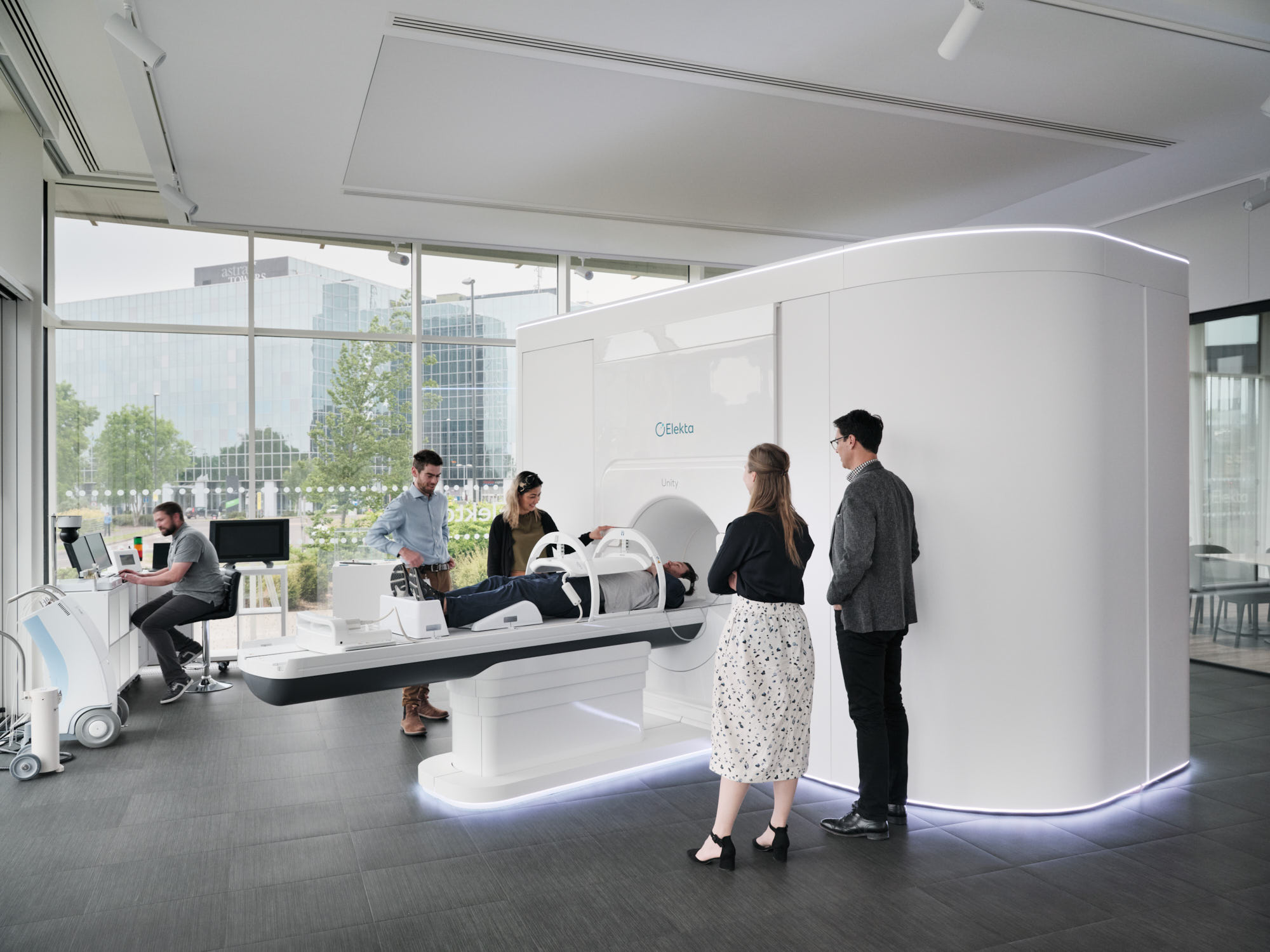 employees using medical technology in office