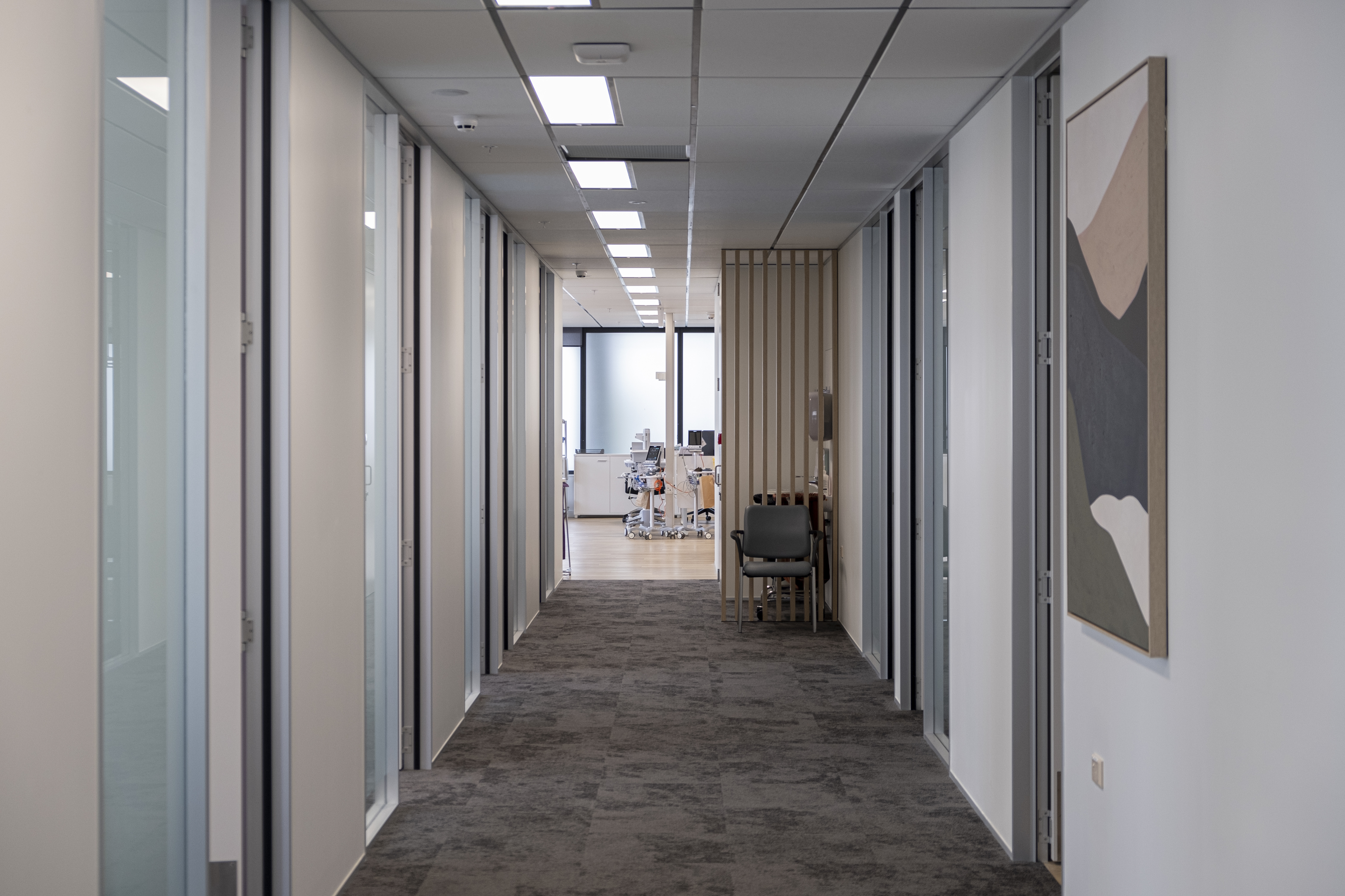 Corridor of doctors offices at Harbour Cancer's clinic