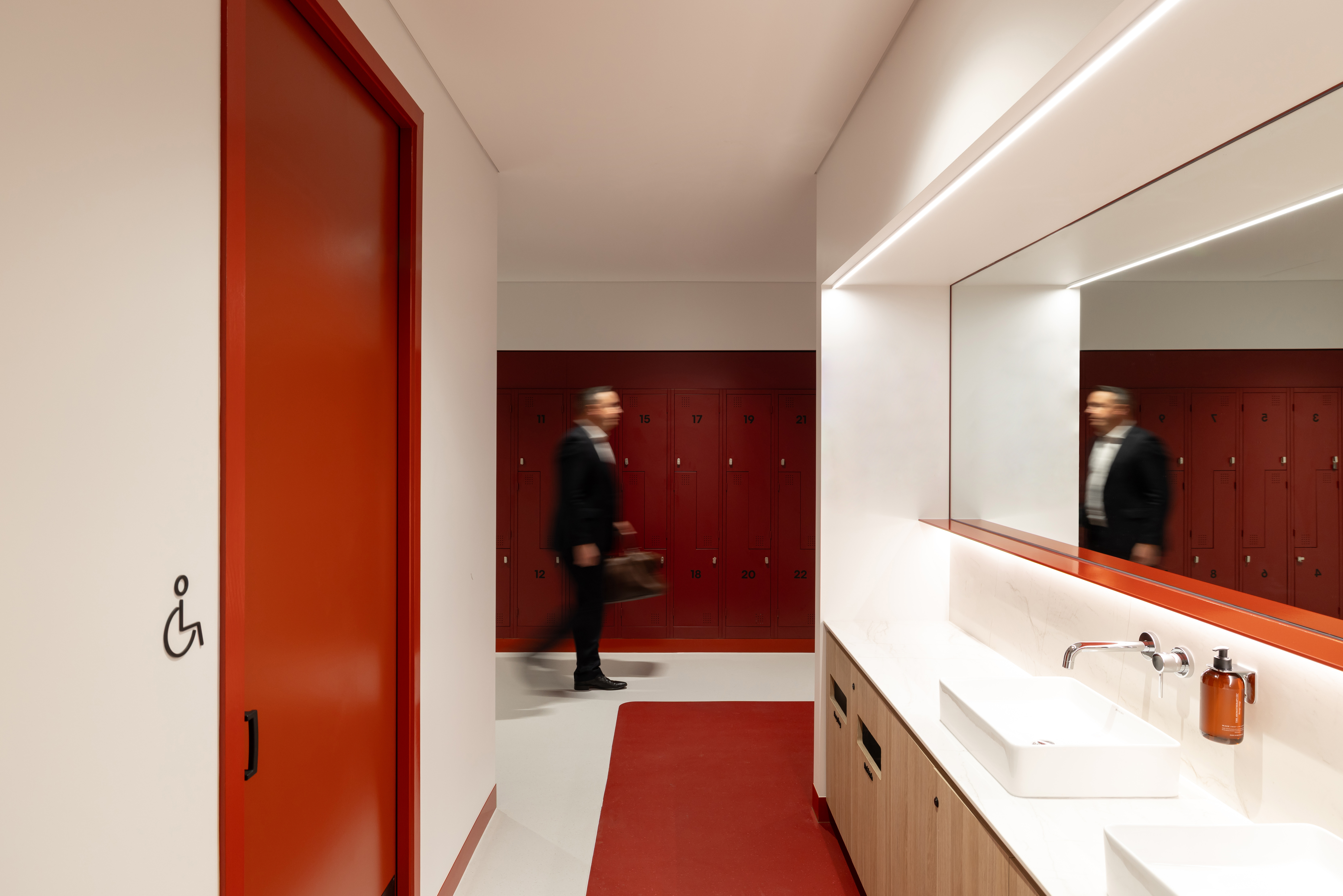Male's bathroom and end-of-trip facilities at the Majestic Centre, designed to support tenant wellbeing