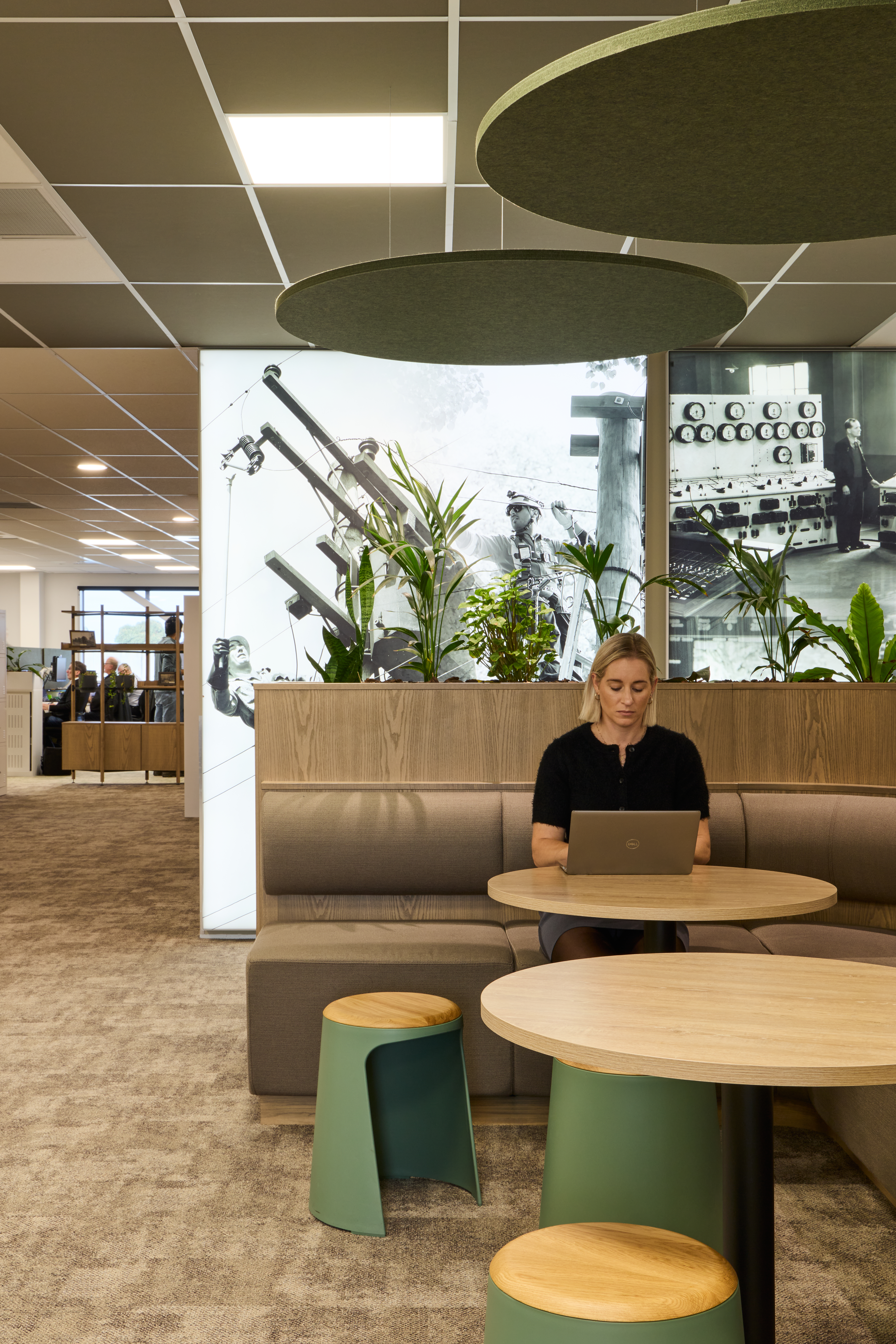 Flexible co-working space with lightbox graphics